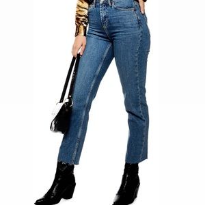 Topshop straight raw hem jeans
